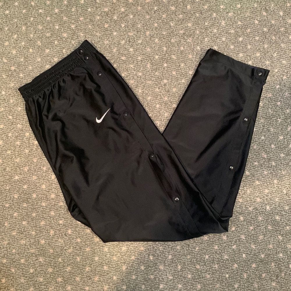 Nike Vintage Tearaway Track Pants Black Snap‎ Button Warm Up XXL